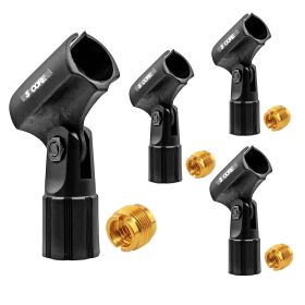 5 Core Pencil Microphone Clip Holder Black Angle Adjustable Slim Condenser Mic Adapter with Universal 5/8" Male to 3/8" Female Adapter Skinny Mic