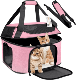Large Cat Carrier for 2 Cats, Soft Side Pet Carrier for Cats Small Dog, Collapsible Travel Dog Carrier Bag