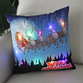 1pc Christmas Cushion Cover 45x45 Led Light Christmas Decorations for Home Santa Claus Printed Christmas Pillow Case (Color: as pic C)