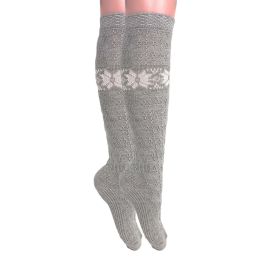 Cotton Knee High Knitted Socks for Women Novelty Knee Socks 1 Pair (Color: Gray)
